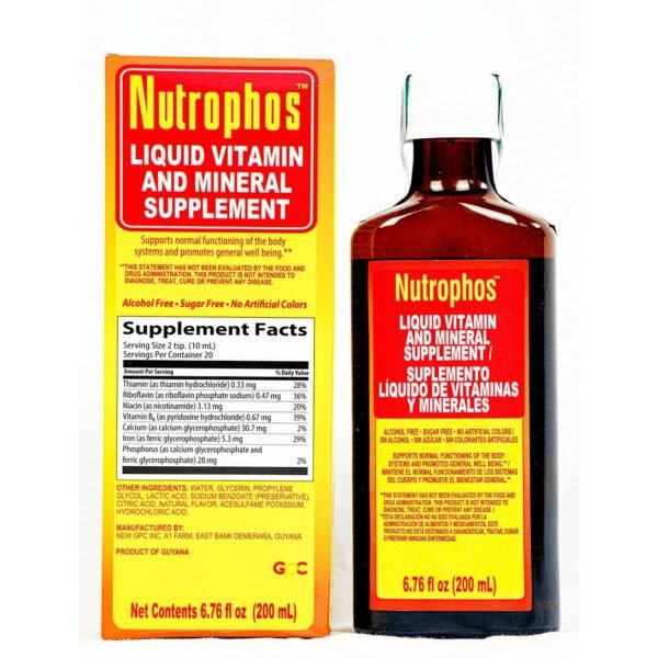 Nutrophos Liquid Dietary Supplement with B vitamins and minerals 6.76oz